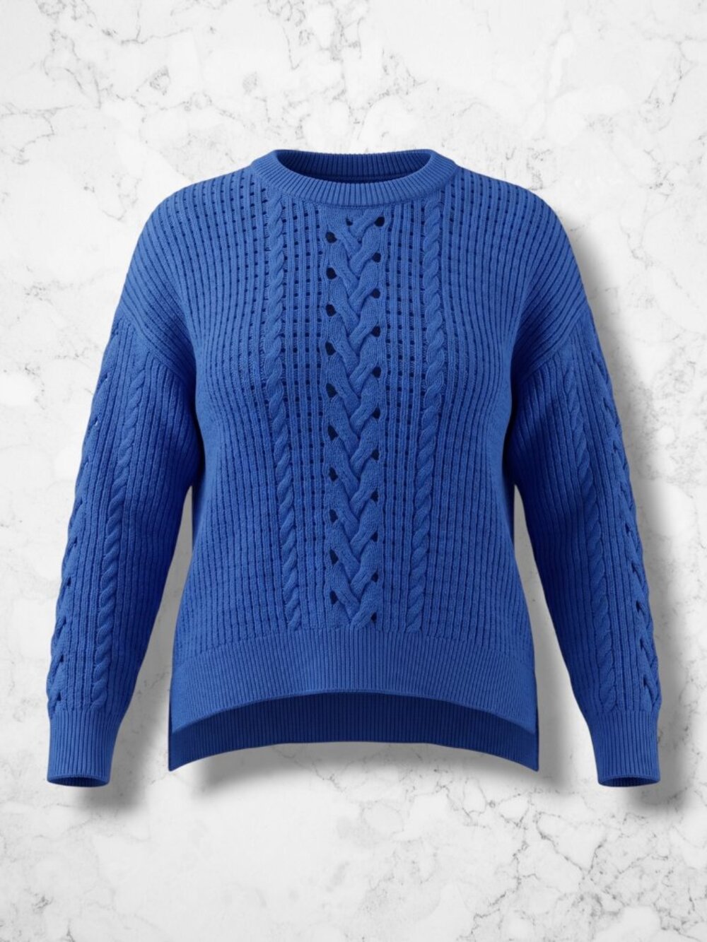 On 34th Plus Size 2X Royal Blue‎ High Low Cotton Blend Sweater